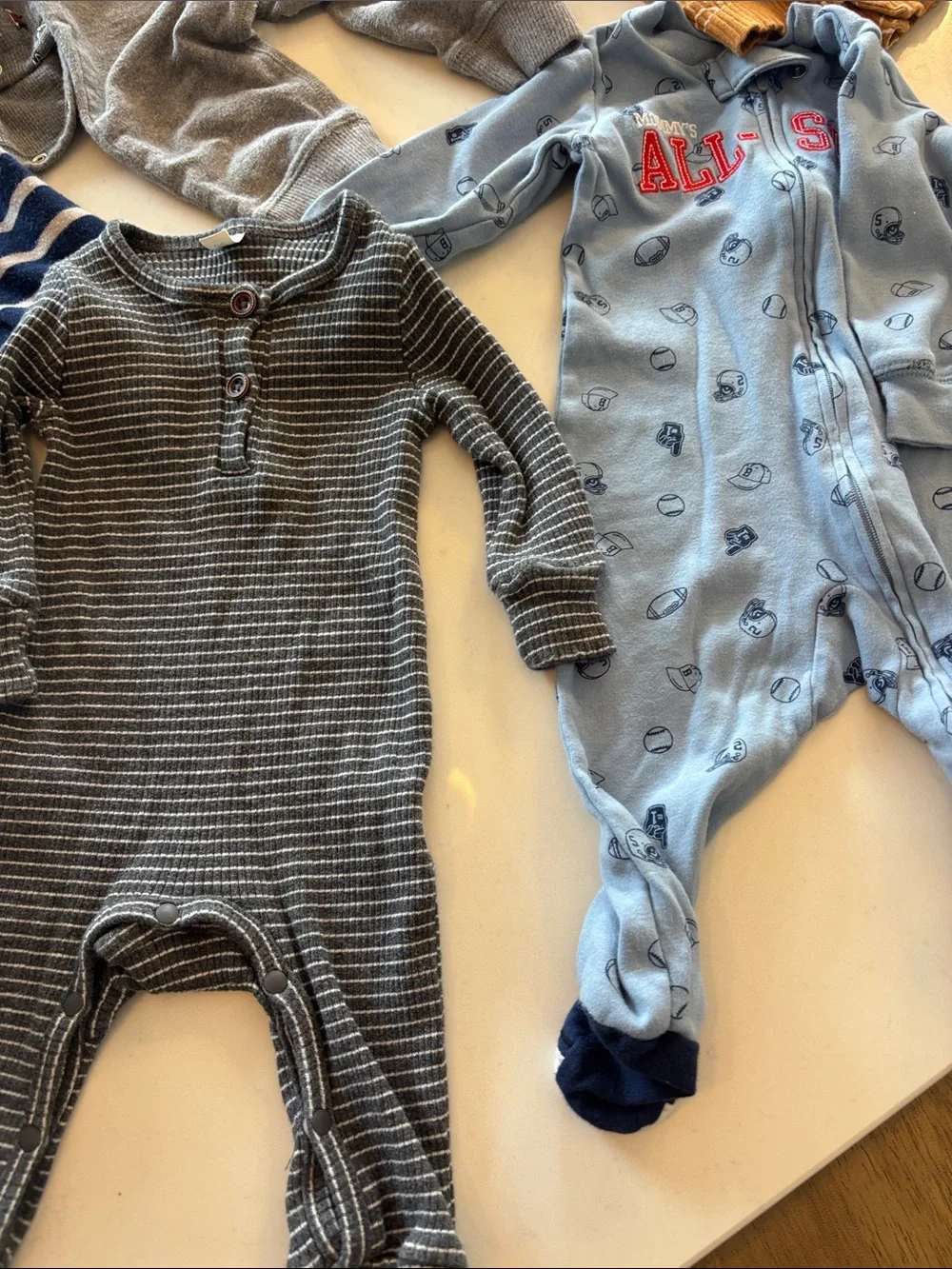 Lot of Baby Onesies , sleepers, and pants Mixed Colors & Patterns 9 months